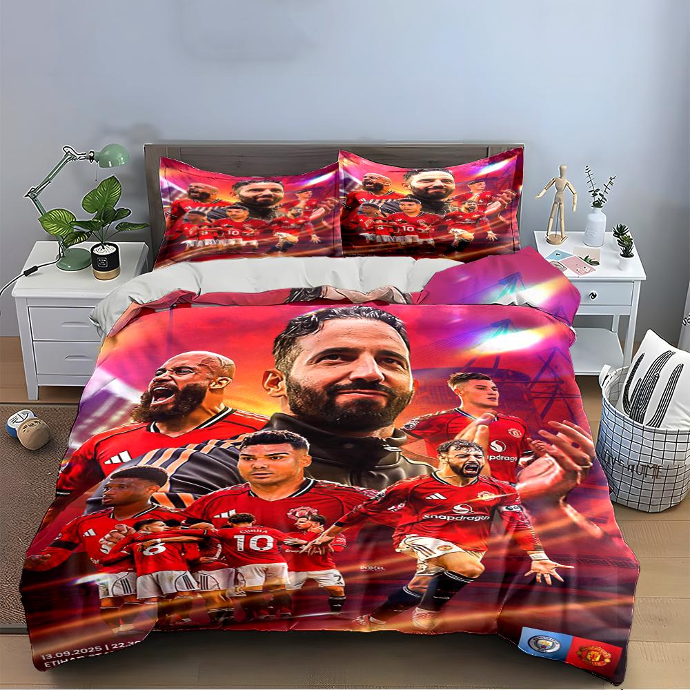 Football Players & Stadium Themed Bedding Set Bedding set (1 duvet cover, 2 pillowcases, duvet not included)
