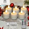 6 PCS Rechargeable Candles by USB Timer Remote LED Candle Flickering Flames Valentine's Day Birthday Home Decoration Tealights