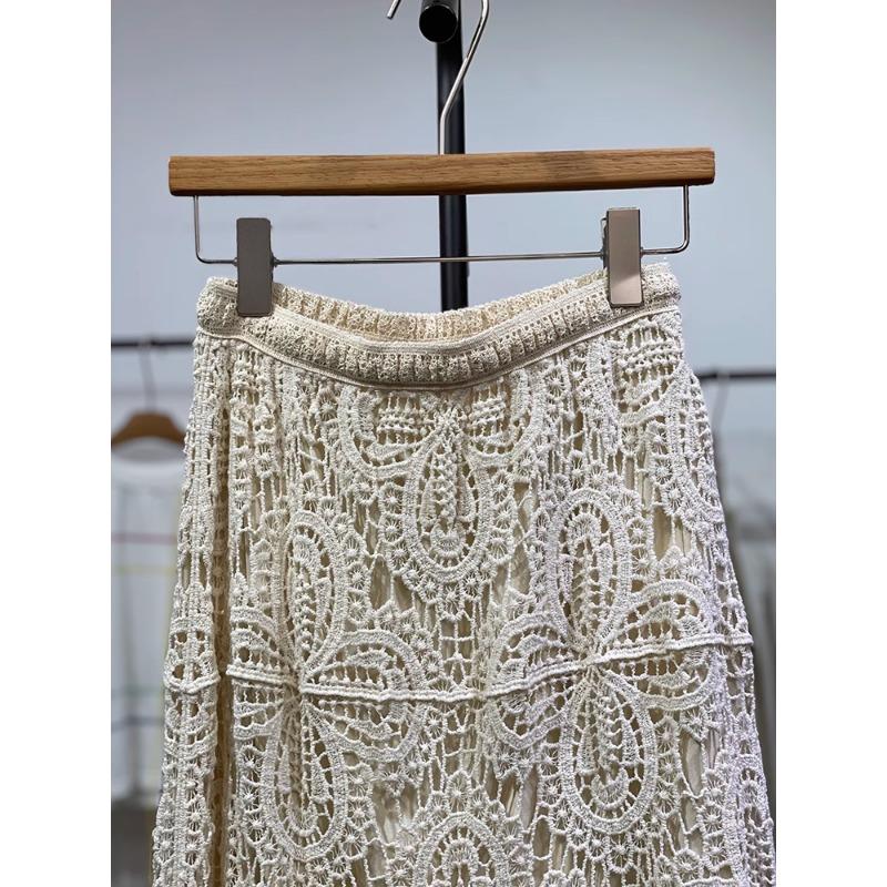 DIMANAF 2025 Новая юбка женская вязаная кружевная длинная праздничная однотонная ажурная сексуальная ажурная летняя стильная свободная базовая юбка