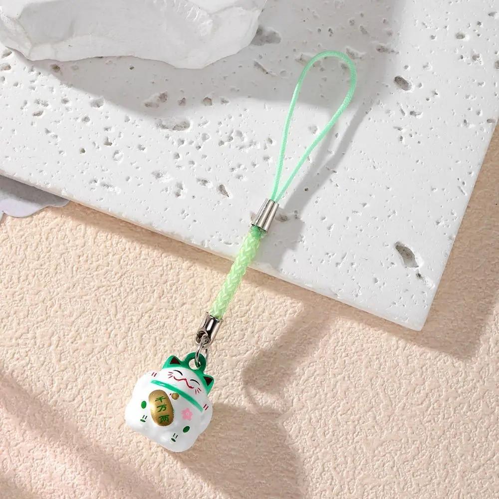 Chinese Style Lucky Cat Charms Phone Chain Anti-drop Fortune Kitten Keychain Hanging Lanyard Exquisite Accessories