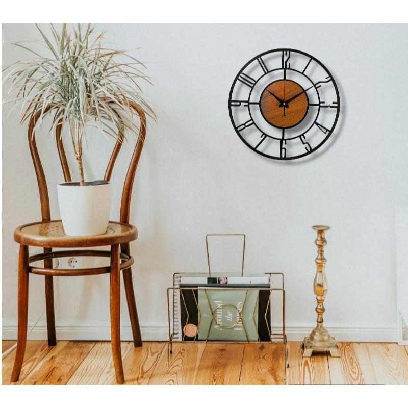 Стильные металлические аналоговые настенные часы для гостиной, спальни, офиса, кухни, дома и прихожей (Английский номер, 60 см)