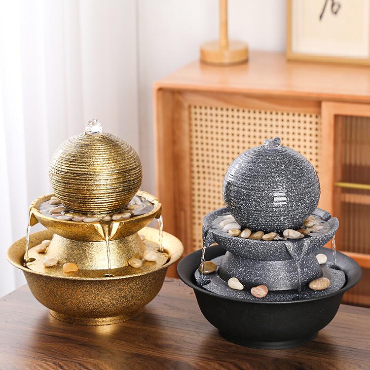 Фонтан «Колесо богатства фэн-шуй на удачу» – Современный минималистичный настольный водный элемент, Идеальный подарок на новоселье или день рождения.