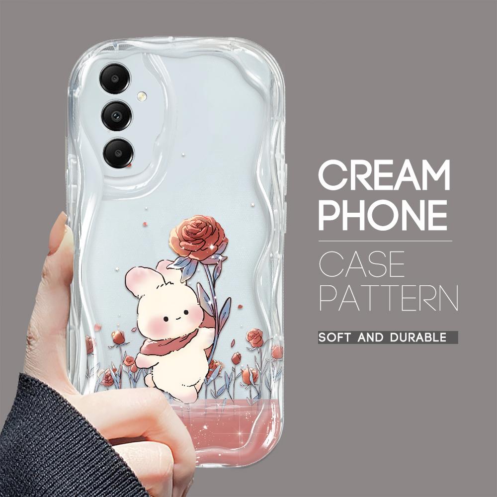 Милый мультяшный узор, кремовая текстура, мягкий силиконовый чехол с волнистыми краями, чехол для телефона Samsung