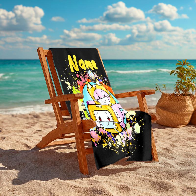 Personalized customized proof beach towel with LankyBox - Foxy pattern - soft, absorbent,quick-drying,perfect swimming,camping&bathing