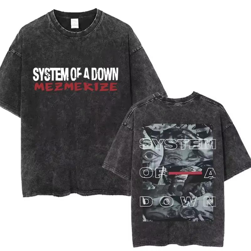 System of A Down Toxicity Альбом Графический Выцветшая Футболка Унисекс Женская Рок Оверсайз Футболки Унисекс Винтажная Альтернативный Метал Футболки