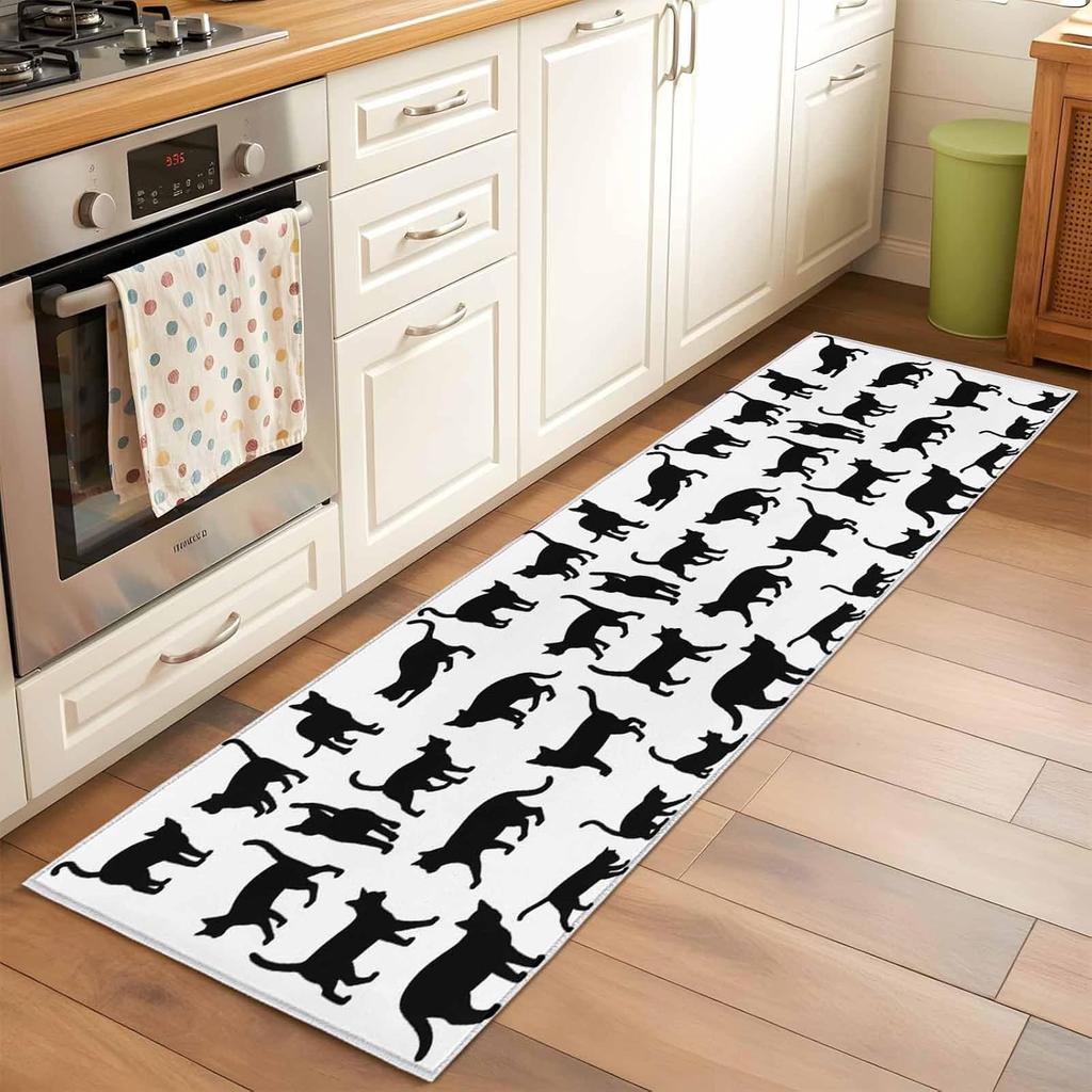 Коврики-дорожки с мультяшными кошками, милый узор с животными, впитывающие, нескользящие коврики, современный декор для прихожей, кухни, спальни, длинный ковер