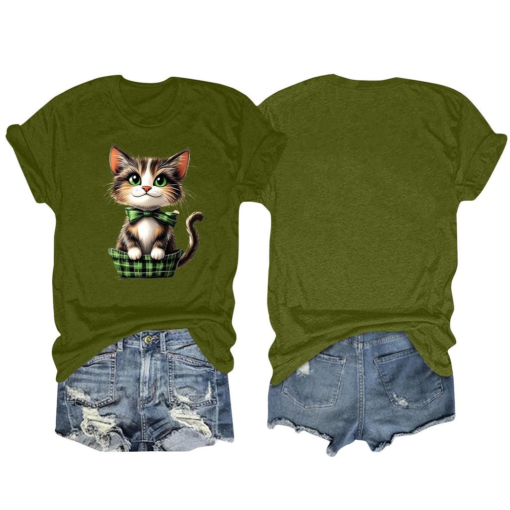 Женская модная футболка с круглым вырезом и коротким рукавом, пуловер