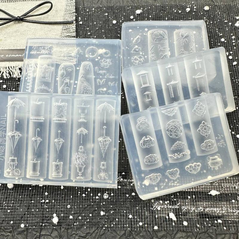 Павлин Цветок 3D Силиконовая Форма Декор для Маникюра DIY Китайский Стиль Мост Павильон Замки Любви Шаблоны для Ногтей Инструмент для Дизайна Маникюра