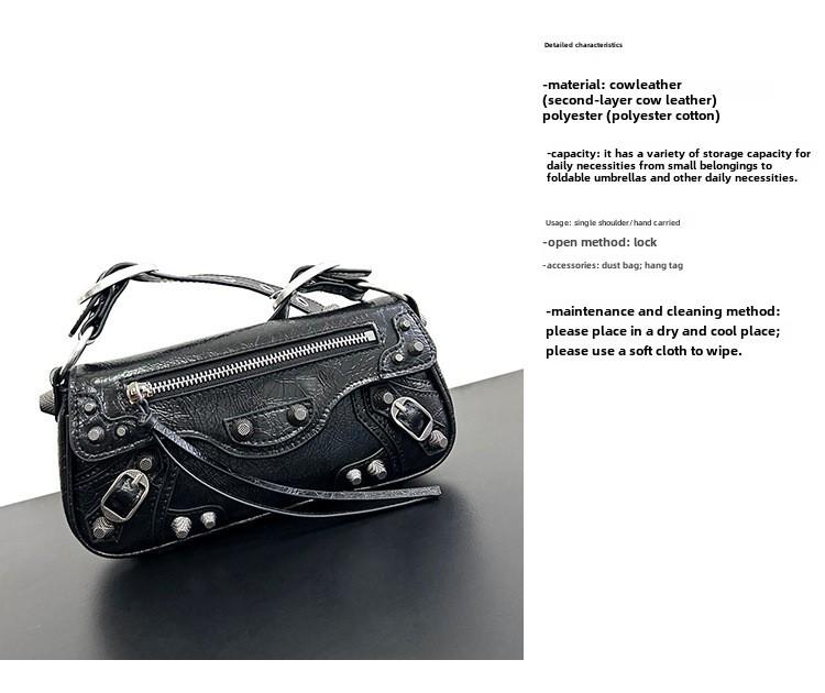 2023 Модная темная мотоциклетная сумка-мессенджер на квадратном плече с заклепками