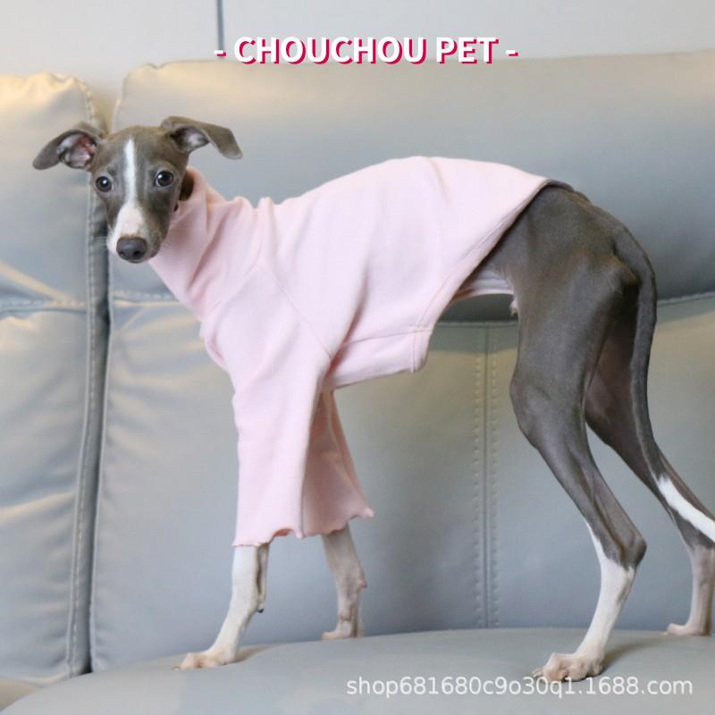 Soft Cotton High-Neck Pet T-Shirt Whippet Italian Greyhound Bedlington Terrier Pink Base Layer