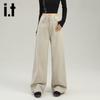 Izzue It Women's High-Waist Wide-Leg Pure Cotton Jeans