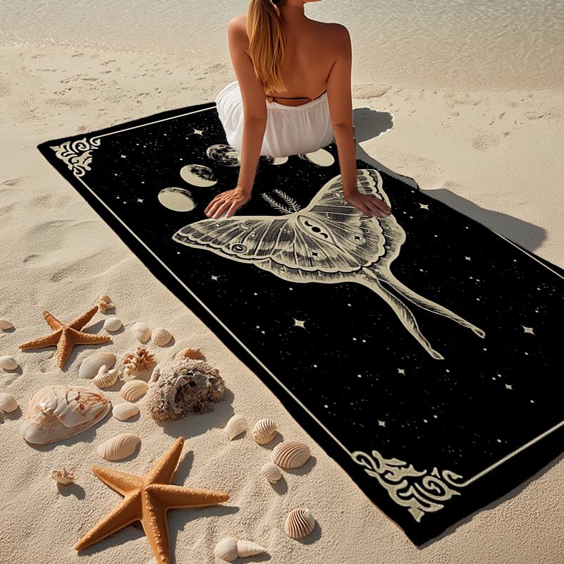 Gothic Moth And Skulls Beach Towel, Super Soft Microfiber, Gift for Her/Him, Birthday, for Pool, Beach, Travel, Home Decor Fan gifts
