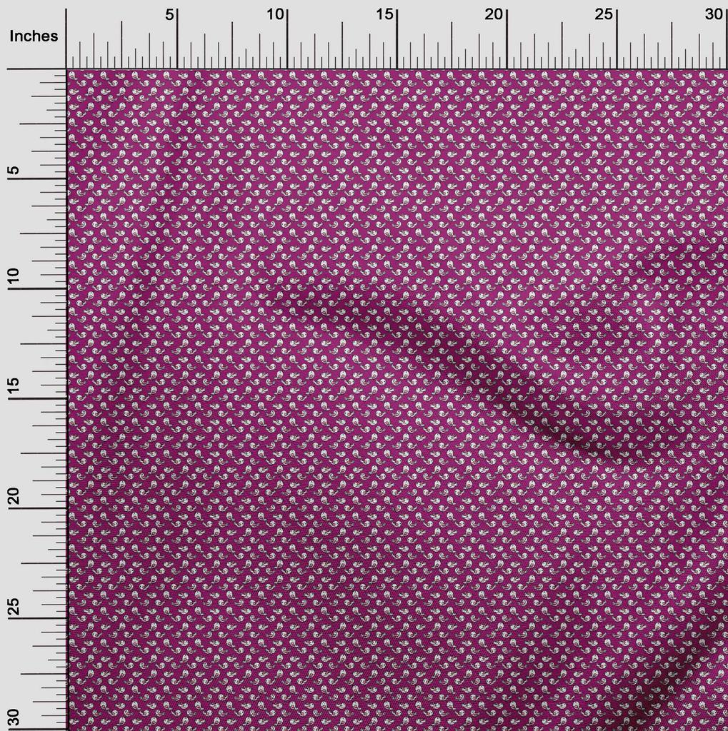 oneOone Cotton Flex Dark Magenta Fabric Bird Fabric For Sewing Printed Craft Fabric By The Yard 40 Inch