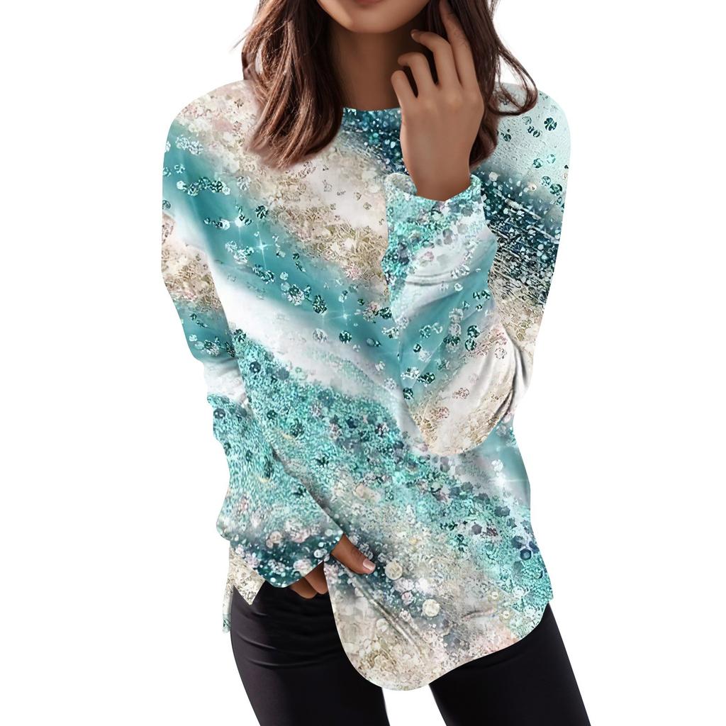 Женский повседневный модный пуловер с длинным рукавом и круглым вырезом с принтом