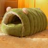 Winter Enclosed Cat Sleeping Bag Kitten Pet Calming Nest Self-Warming Fluff Covered Cave For Home Anxious Cats