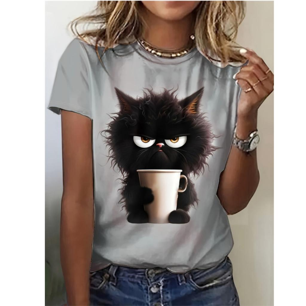 Женская летняя футболка с круглым вырезом и коротким рукавом с рисунком забавной собаки, весна-лето, повседневный вязаный свитер с короткими рукавами, женский