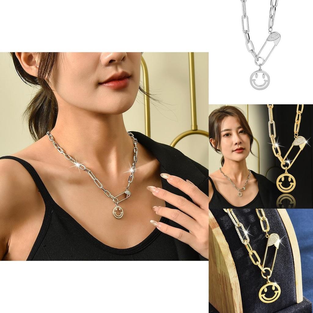 Элегантное титановое ожерелье на осень-зиму с кулоном в виде улыбающегося лица для модных женщин и мужчин