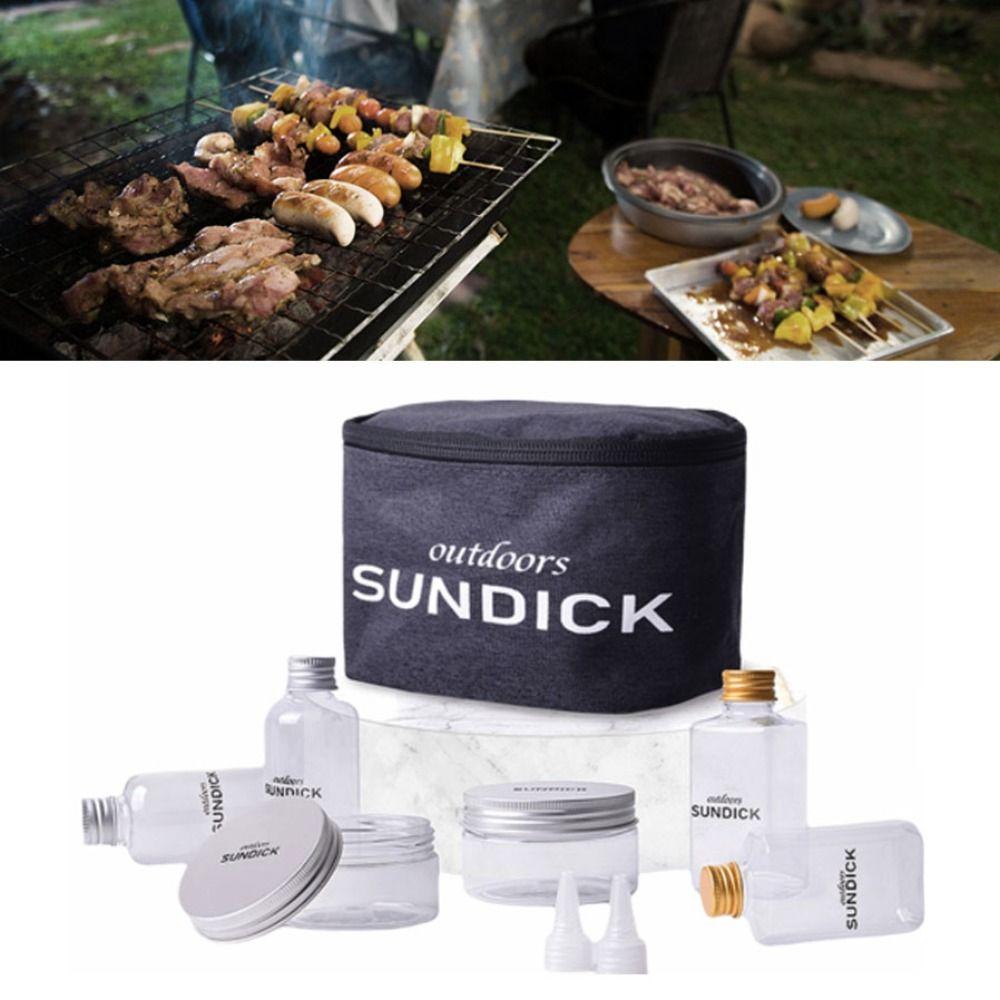 7 Pcs/Set Portable Salt Bottle Moisture Proof BBQ Sauce Container Durable Spice Cruets Set BBQ