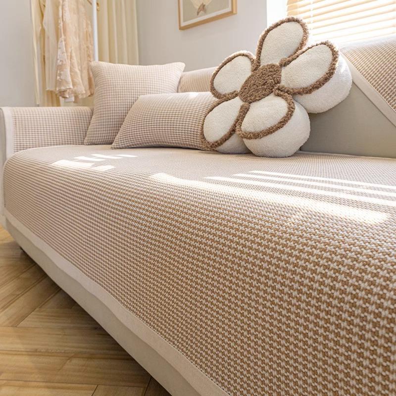 Хлопково-льняная подушка для дивана, универсальная льняная подушка для четырех сезонов, простой тканый чехол для дивана, нескользящий чехол для подушки, летнее полотенце 