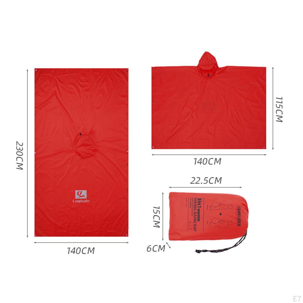 Hooded Rain Poncho Jacket 3 In 1 Adults Raincoat Coat for Sporting Event Fishing Travel