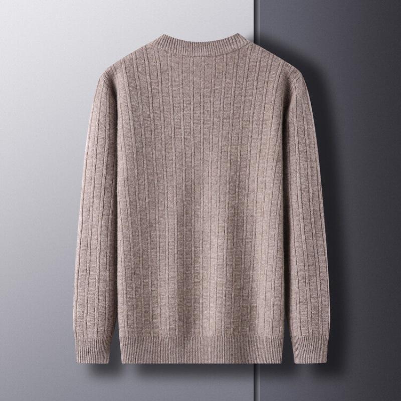 Pure Wool Men's Wool Sweater Fall and Winter Simple Casual Knit Sweater Man