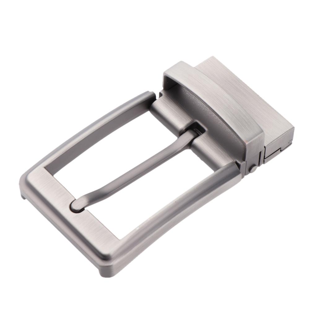 Men Belt Buckle Single Prong Rectangular Pin Reversible Pearl Gray