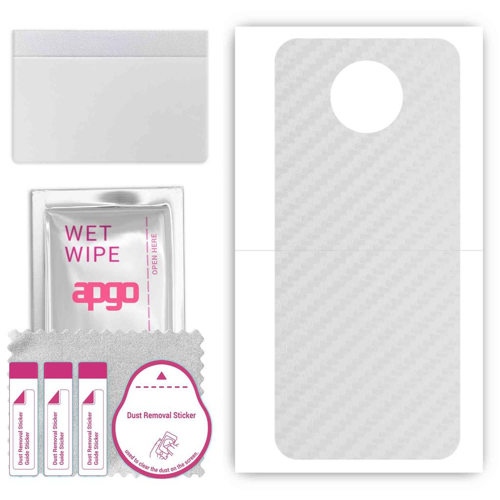 apgo Protective Skin Sticker for the Back Compatible with Nokia G10, Wrap Film, Foil, Vinyl - Pattern Transparent Carbon