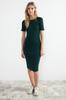 Women's Fashion New Dress Emerald Green Crew Neck Ribbed Stretchy Knitted Midi Pencil Dress