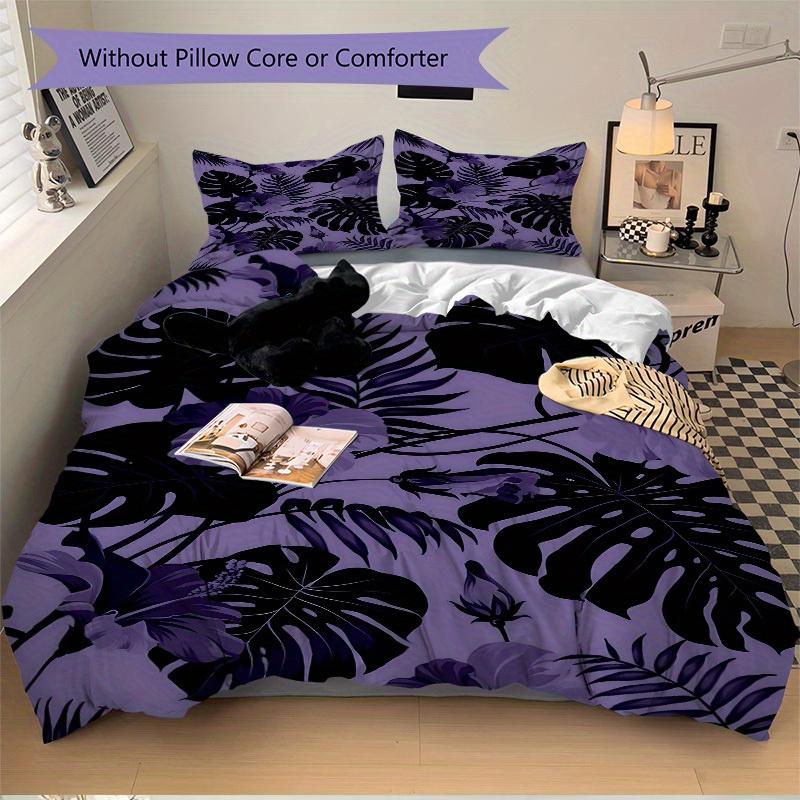 3pcs Tropical Leaves Bedding Set, Breathable and Soft, Suitable for Bedroom Decor (1*Duvet Cover + 1/2*Pillowcases, No Core) yy250821122