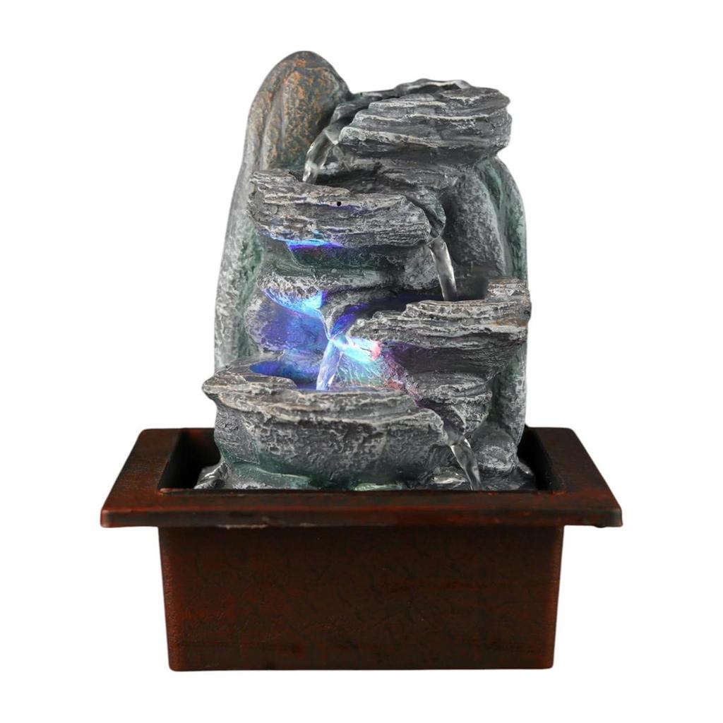 Tabletop Water Fountain, Polyresin Indoor Outdoor Water Fountain with LED Lights for Home Decor, Decoration Showpiece Gifts