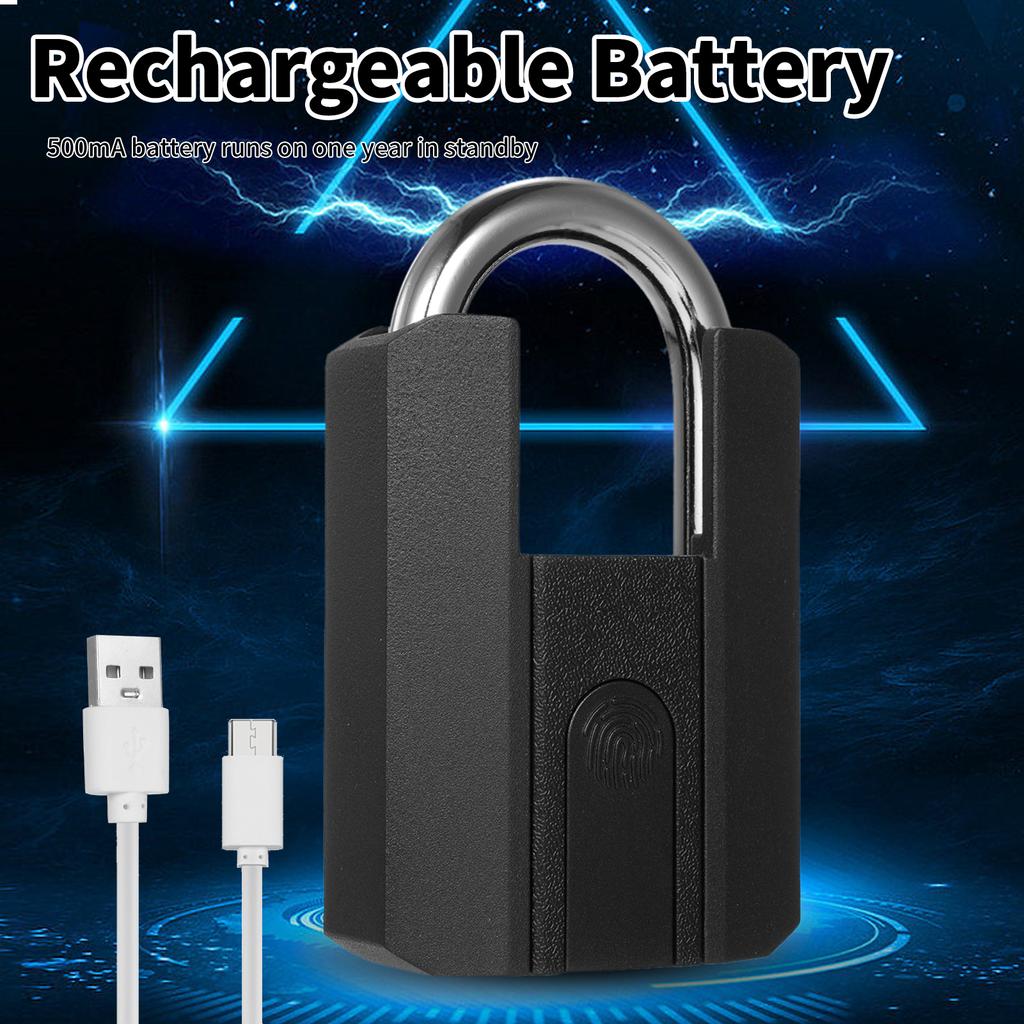 Heavy Duty Fingerprint Padlock with APP Waterproof Smart Lock with Key for Warehouse Fence Outdoor