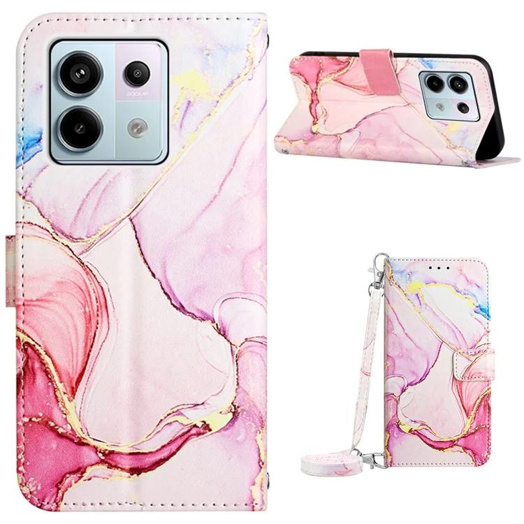 YB Pattern Printing Leather Series-6 для Xiaomi Redmi Note 13 Pro 5G / Poco X6 5G кожаный чехол с ремешками