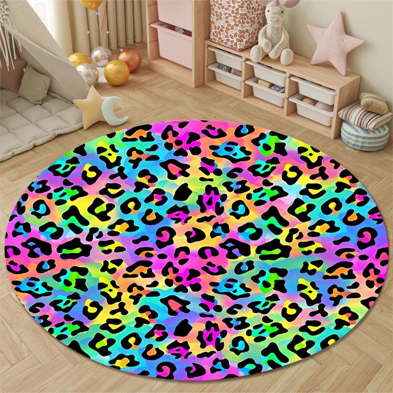 Whimsical Round Mystical Multicolor Accent Rug, Non-Slip Floor Mat for Laundry Room
