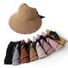 UV Protection Wide Brim Hat Ponytail Scallop Cap New Crochet Hat  Women
