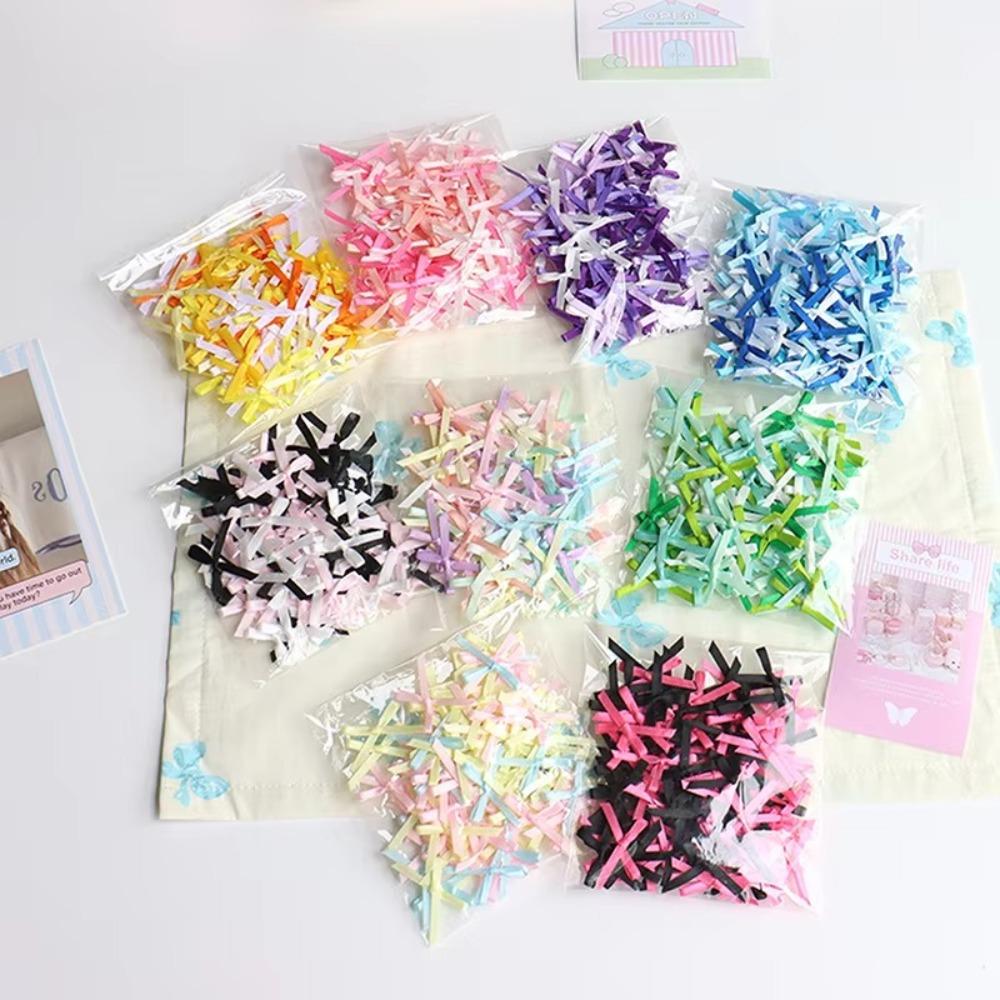 100pcs 2x3cm Ribbon Bows Solid Color Gift Wrapping Bowknot New Satin Bow DIY Craft Scrapbooking