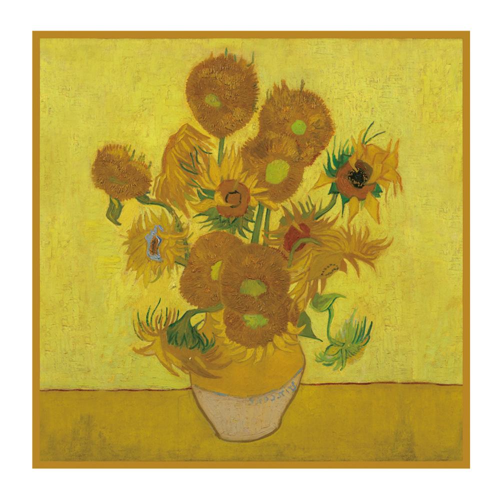 Silk Scarf Women Oil Painting Square Scarves Head Echarpes Silk Foulards Femme Wraps Beach Shawls Bandana Lady Hijabs 90CM