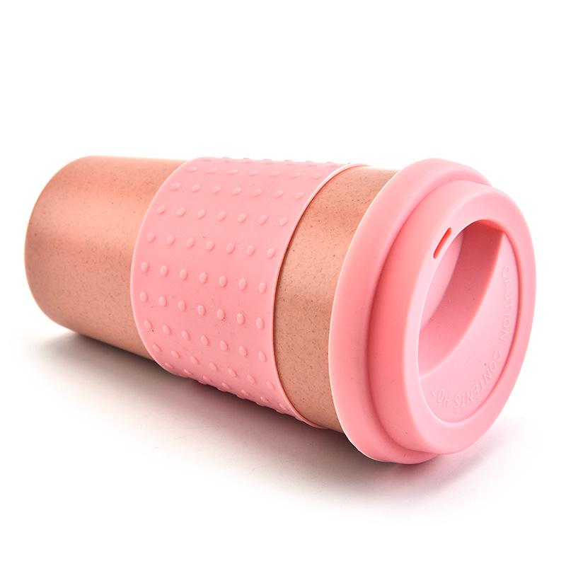 Европейский стиль пшеничная соломенная волокнистая чашка для воды автомобильная силиконовая кофейная чашка пластиковая персонализированная кружка с крышкой