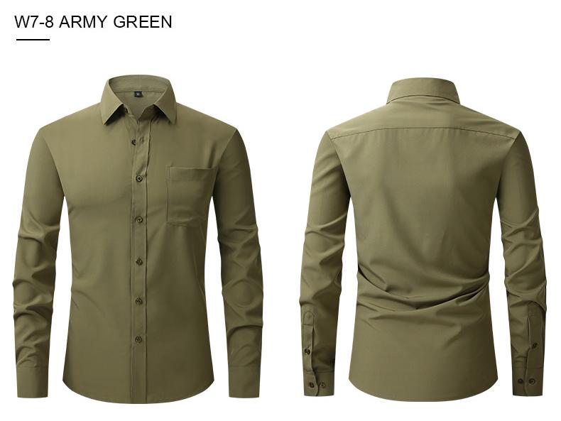 Мужская приталенная рубашка с длинным рукавом, квадратным воротником, однотонная