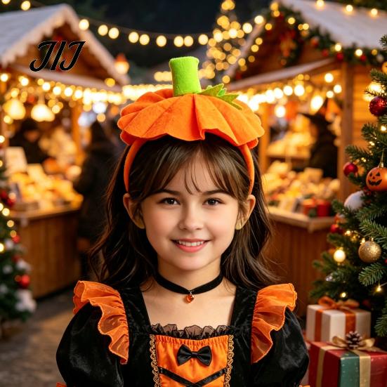 Kids Pumpkin Headbands Halloween 3D Headband for Kids, Dress-Up Hair Hoop Childrens Headwear Band, Accessory Thanksgiving Festival Cosplay Costume