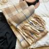 Checkered Winter Cashmere Scarves Korean Style Women Shawl Casual Wool Tassel Scarf  Autumn