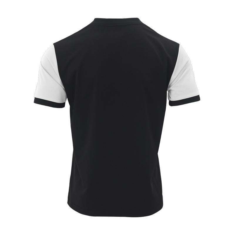 Новая мужская повседневная рубашка-поло с коротким рукавом и контрастными полосками, топ с V-образным вырезом и застежкой на пуговицы, мужская рубашка хенли