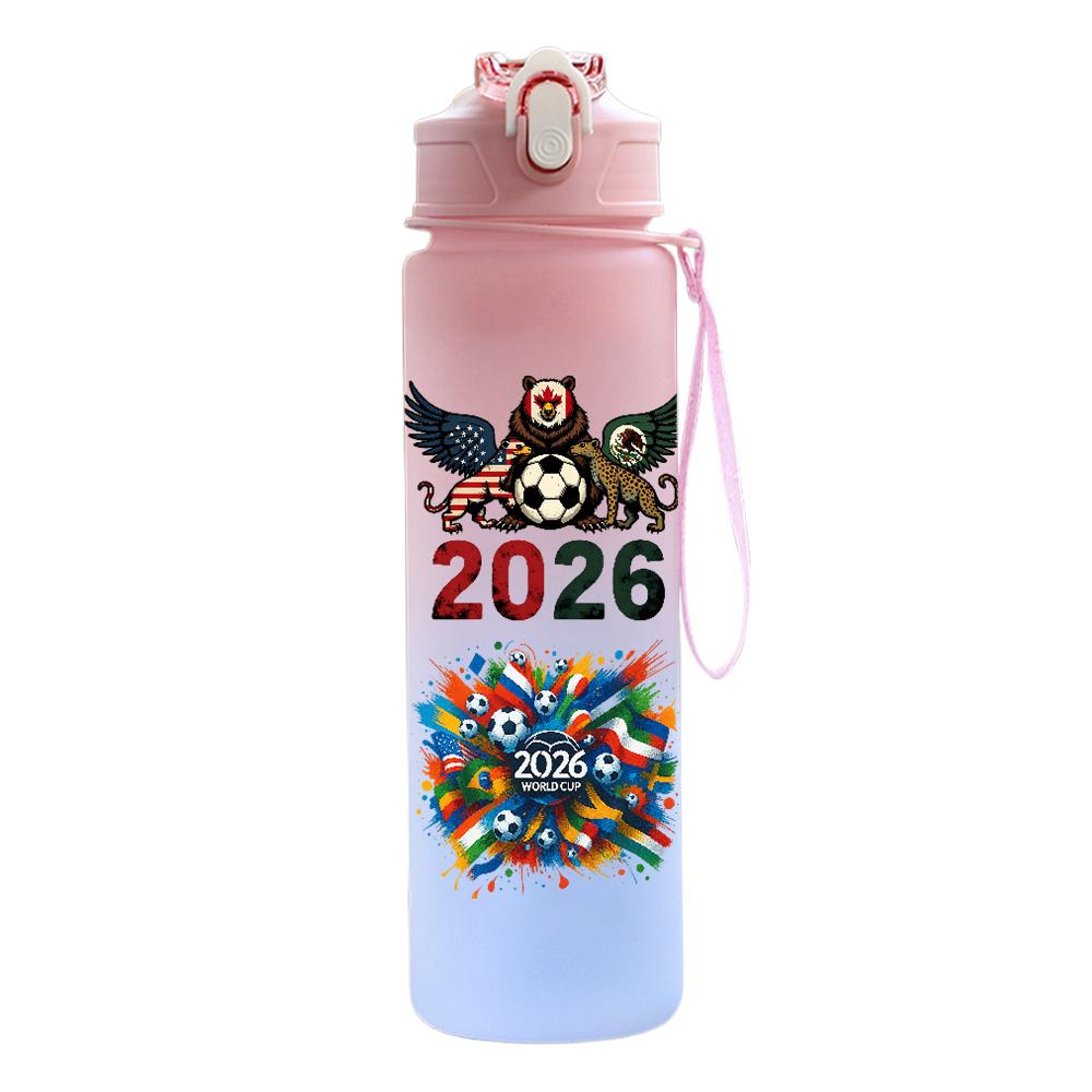 Кубок мира по футболу FIFA 2026 Водяная кружка Большая емкость Уличная портативная бутылка для питья с веревкой Подарок для мальчиков и девочек Бутылка для воды для фанатов футбола