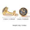 Men's Round Gold Cufflinks with Colorful Pattern - Light Luxury Shirt Accessories, In Stock