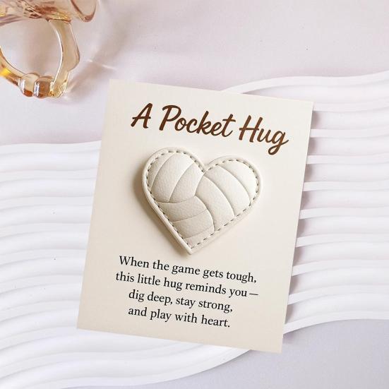 Volleyball Heart Pocket Hug Handmade Encouragement Token Symbol of Teamwork Courage Inspirational Gift for Volleyball Lovers Family And Friends