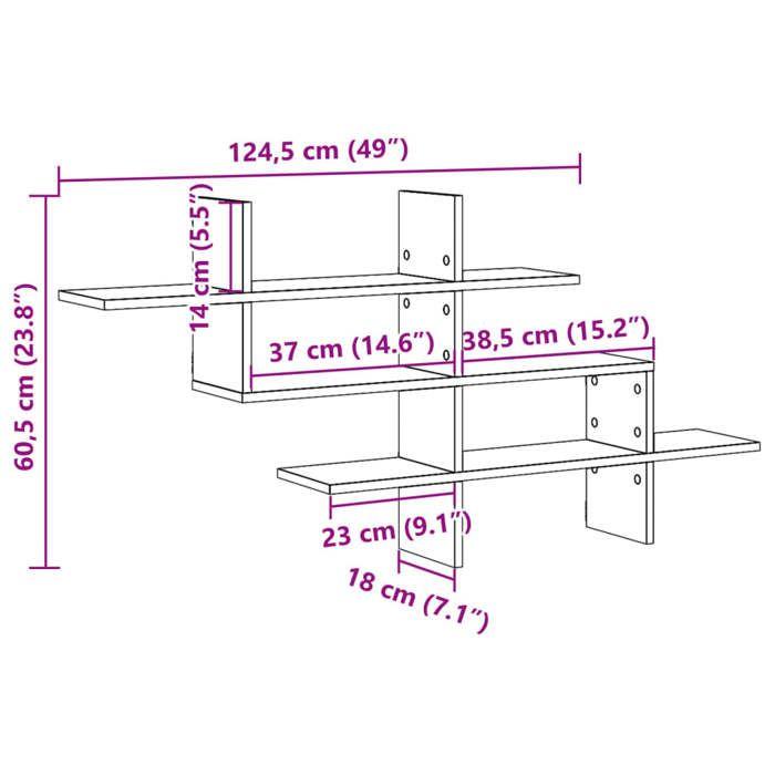 VidaXL Wall Shelf Artisan Oak 124.5x18x60.5 Cm Engineered Wood 853271