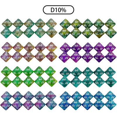 10шт многогранные игральные кости D10(00-90) Набор кубиков DND для игры DND RPG Аксессуары для настольной игры Хобби Подарок на праздник