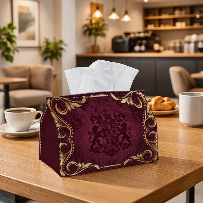 1pc Luxury Baroque Decorative Tissue Box, Ornamental Crest Pattern Perfect for Outdoor Gatherings, Daily Desktop Use, And Suitable for Bedrooms, Livin