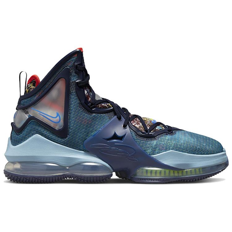Nike LeBron 19 Fast Food — голландские синие кроссовки унисекс, черненые, синие, поношенные, атомно-зеленые, CZ0203-400