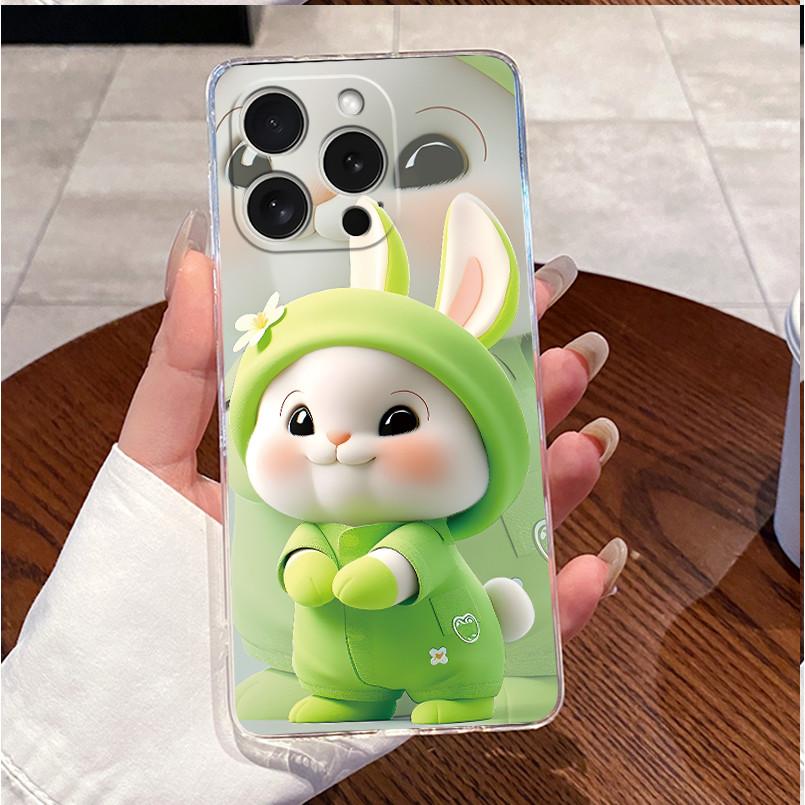 Чехол для iPhone 14 Pro 6.1" Чехол iPhone 14 Pro Max 6.7" Чехол Роскошный Милый Любовь Кролик Забавный Прозрачный Мягкий Силиконовый ТПУ Чехол для Телефона