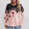 Женская повседневная футболка с цветочным принтом, круглым вырезом и длинными рукавами, на осень 2024 года